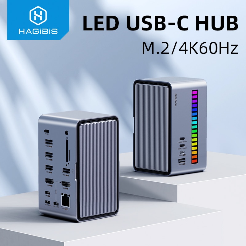Hagibis USB C ŷ ̼,  HDMI ȣȯ M.2 SSD Ŭ ̴ 100W PD USB  SD/TF Ʈ ƺ 